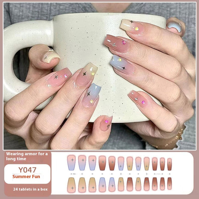 Women's Nail Art Kit with Detachable Color Variants - Spicy White Armor Design