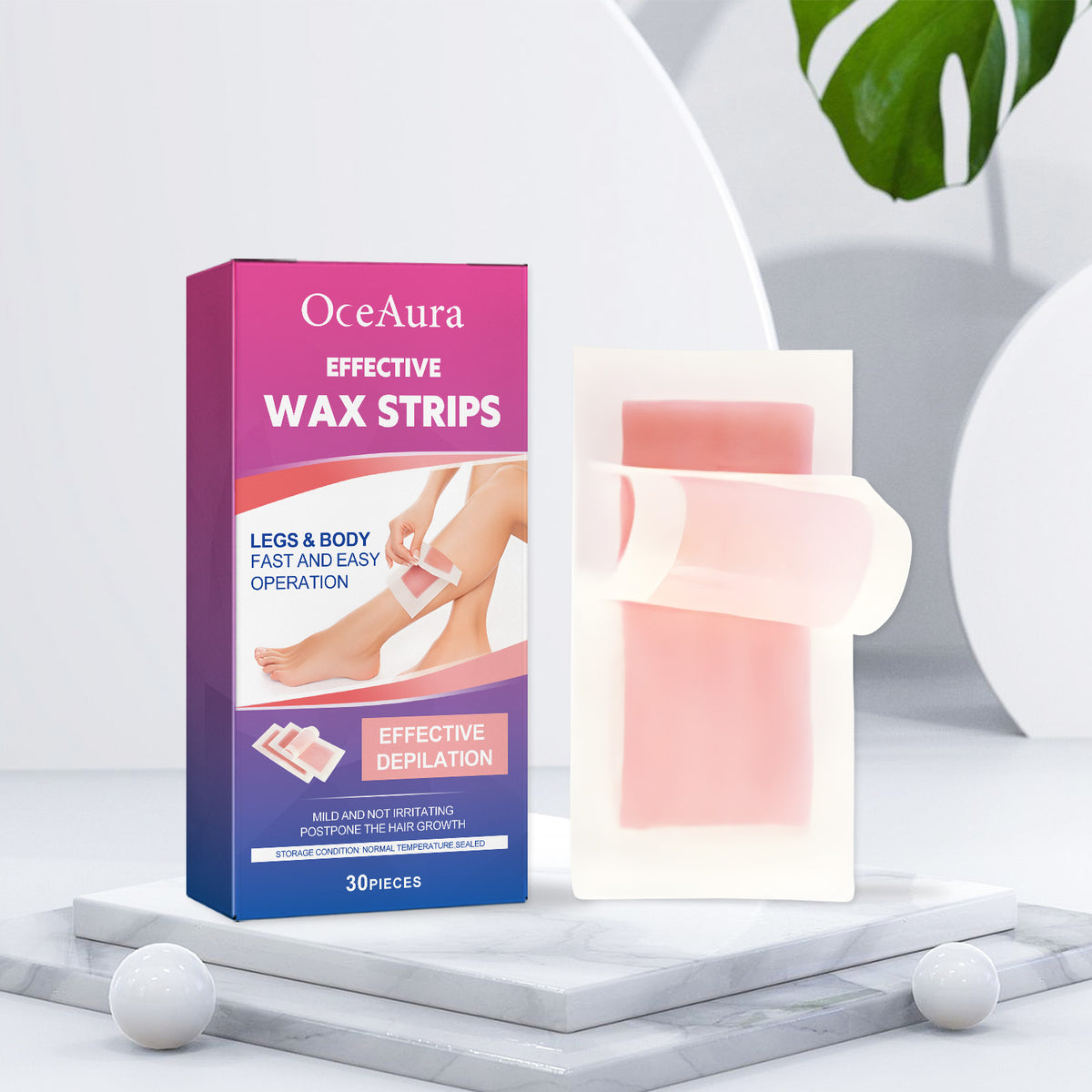 Rose Scented Hair Removal Wax Paper Strips 30pcs