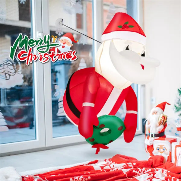 3.3FT Inflatable Santa Claus Window Decoration with LED Lights