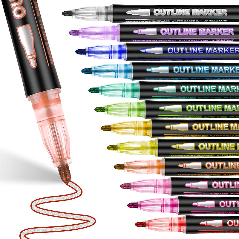 Double Line Outline Marker Set - 24 Color Options Available