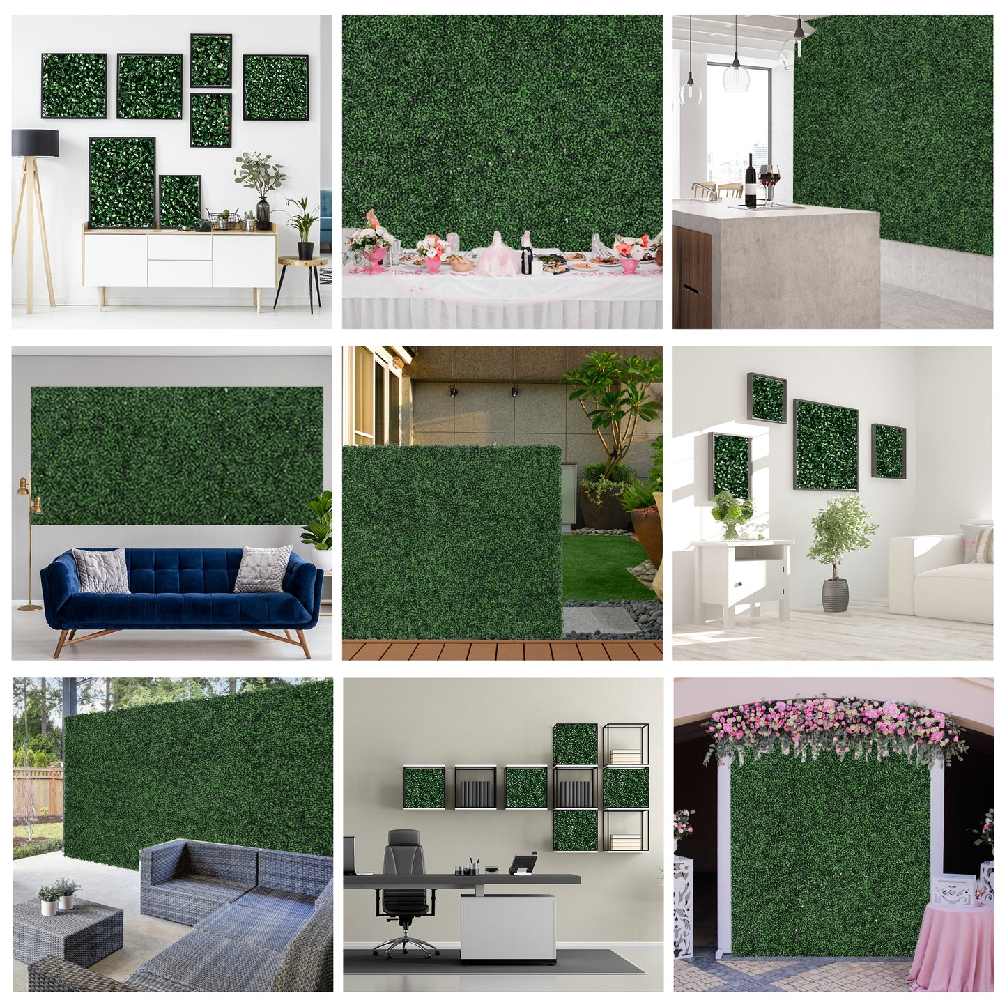 12-Piece Artificial Grass Mats 19.75 x 19.75 Inches Soft & Water Draining Light Green