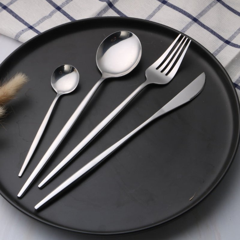 Stainless Steel Flatware Set - Black and Gold Western Tableware