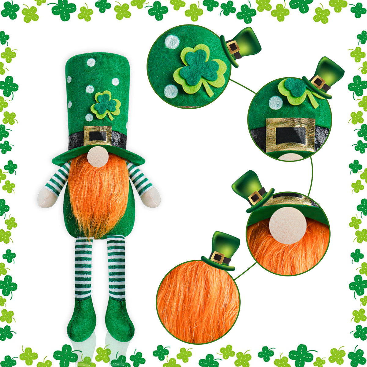 Irish Patrick's Day Green Doll Ornament for Home Decor