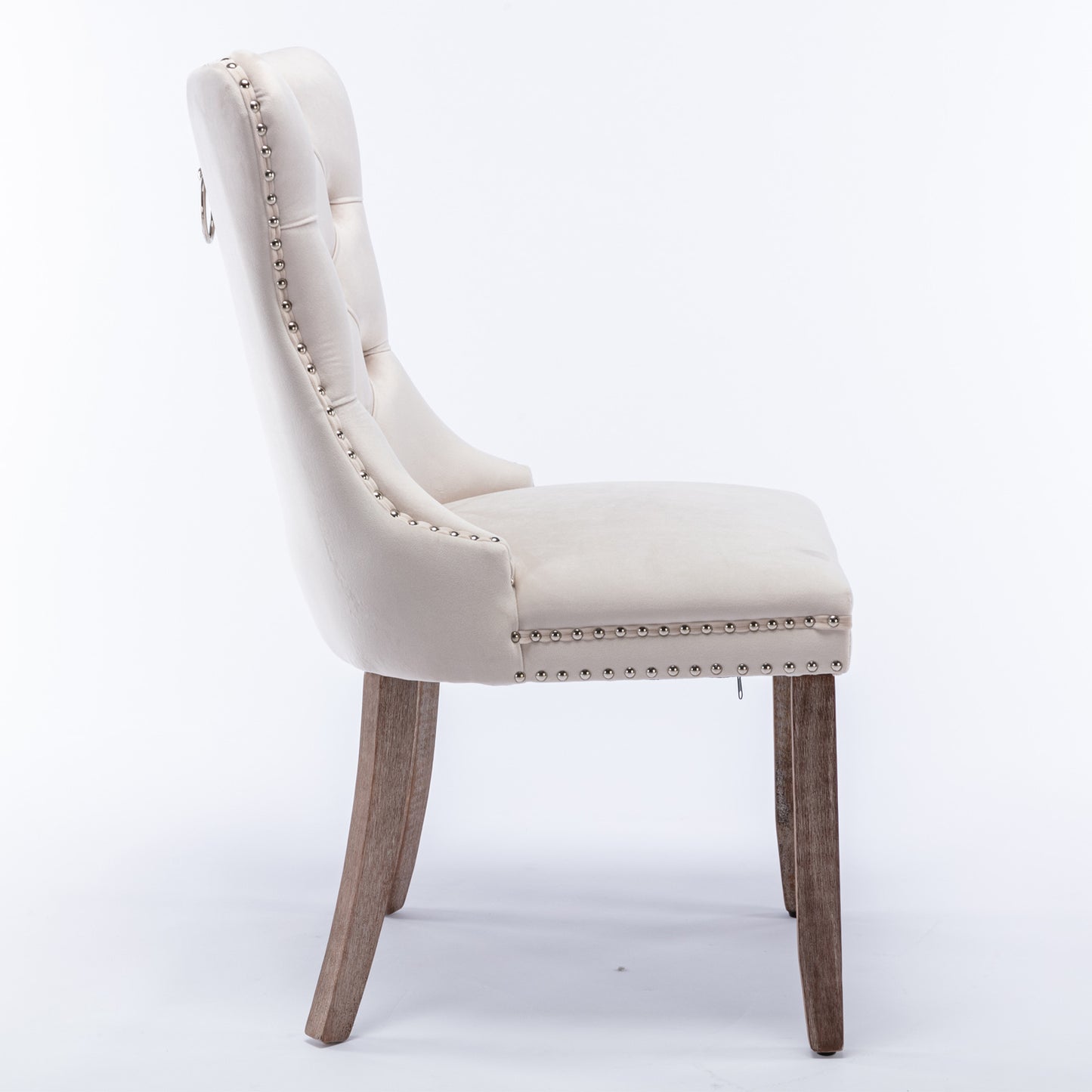 Beige Velvet Upholstered Dining Chairs Set - Modern Tufted Design