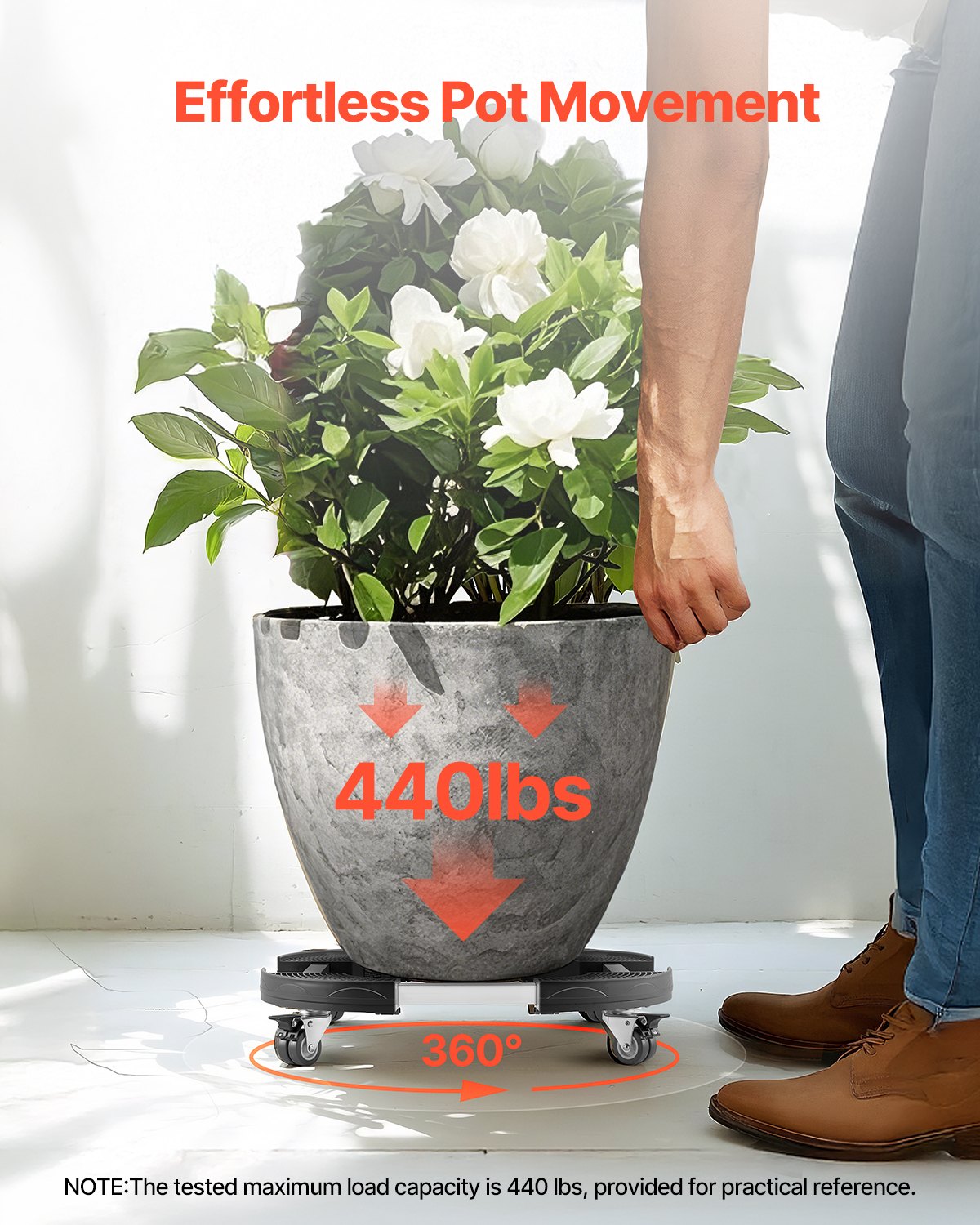 Heavy Duty Adjustable Trash Can Dolly 15-22.8 Inch Capacity 400lbs Black