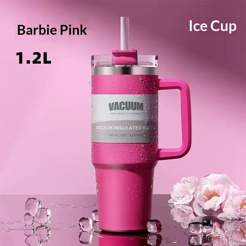 40oz Stainless Steel Iced Coffee Tumbler with Straw – Multiple Colors & 1200ml Capacity