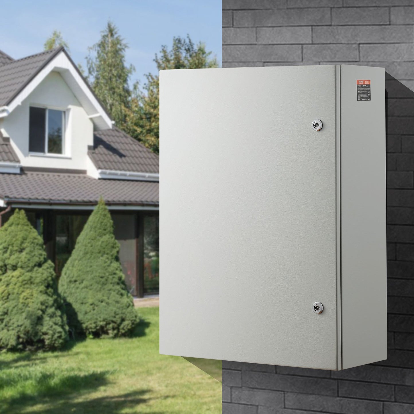 Wall-Mounted Steel Electrical Enclosure Box 27.6 x 19.7 x 9.8 in IP66 Weatherproof
