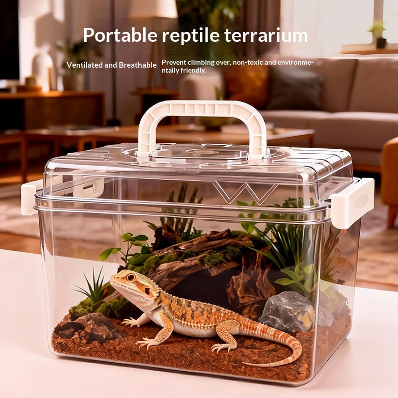 Portable Reptile Terrarium Box - Sealed, Medium Size, Pet Habitat
