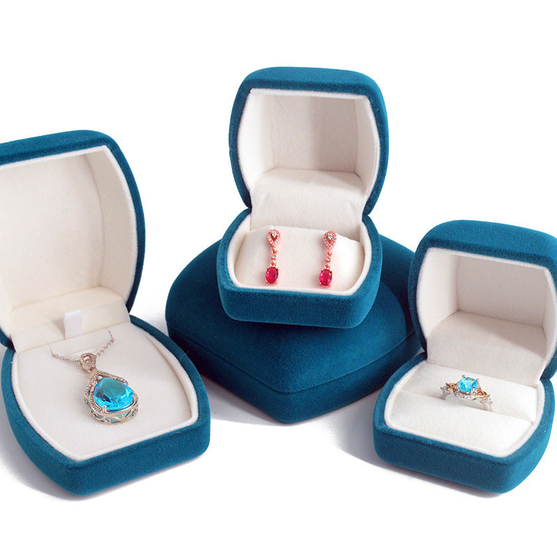 Velvet Jewelry Box with Big Belly Style Oval Compartments for Necklaces Rings and Earrings