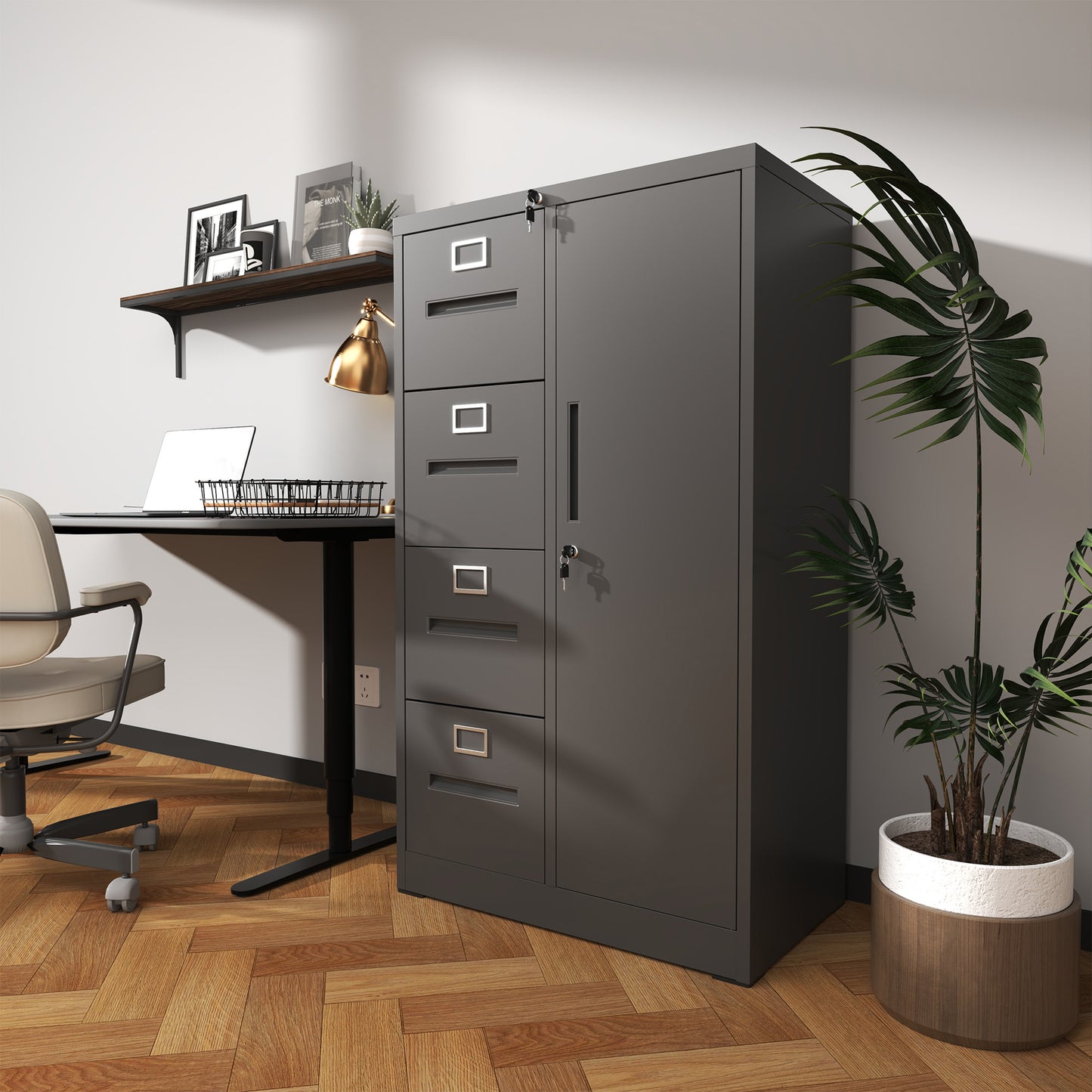 Metal Storage Vertical Filing Cabinet With Lock, Steel File Locker 4