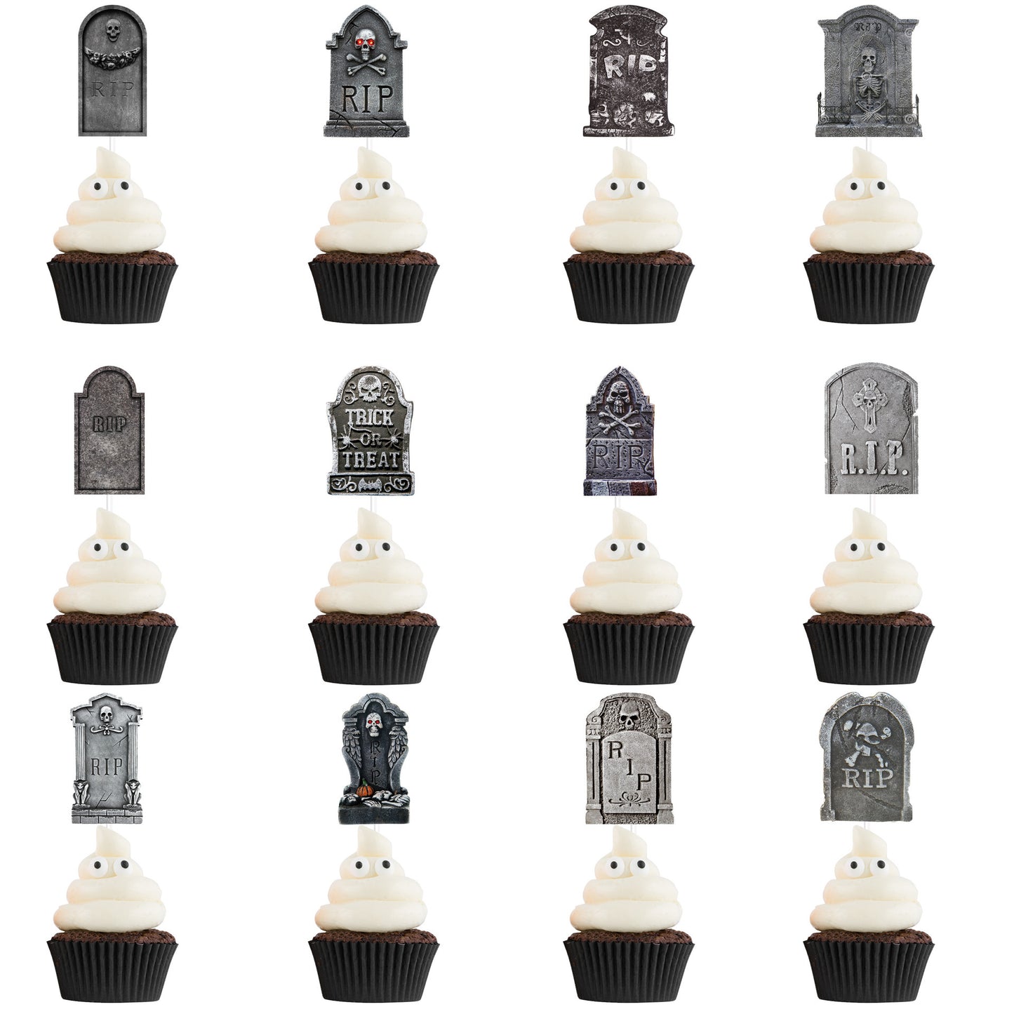 Halloween Tombstone Cake Flags Set - Horror Decorative Food Toppers