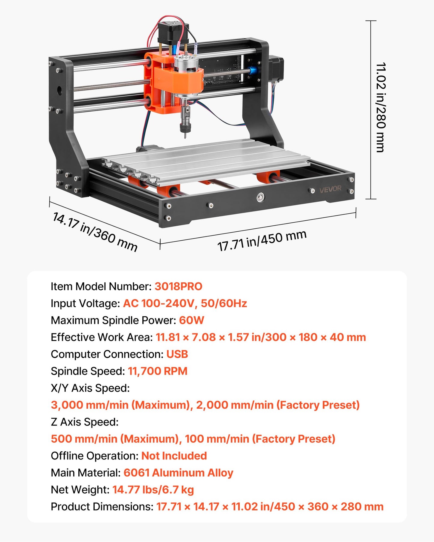 60W CNC Router Machine for Wood & Acrylic Engraving - 300x180mm Work Area