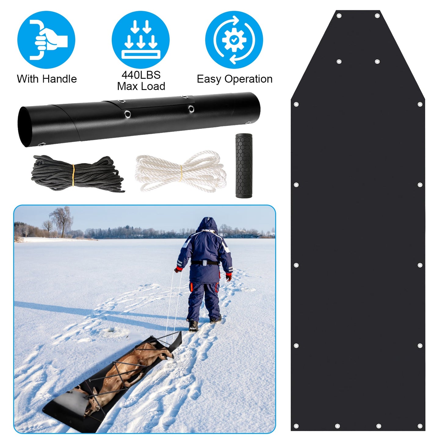 Deer Drag Sled with Handle - Heavy Duty Hunting Gear