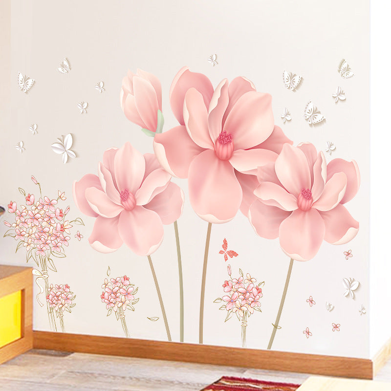 Self-Adhesive Wall Flower Stickers for Bedroom Decor - PVC Modern Style
