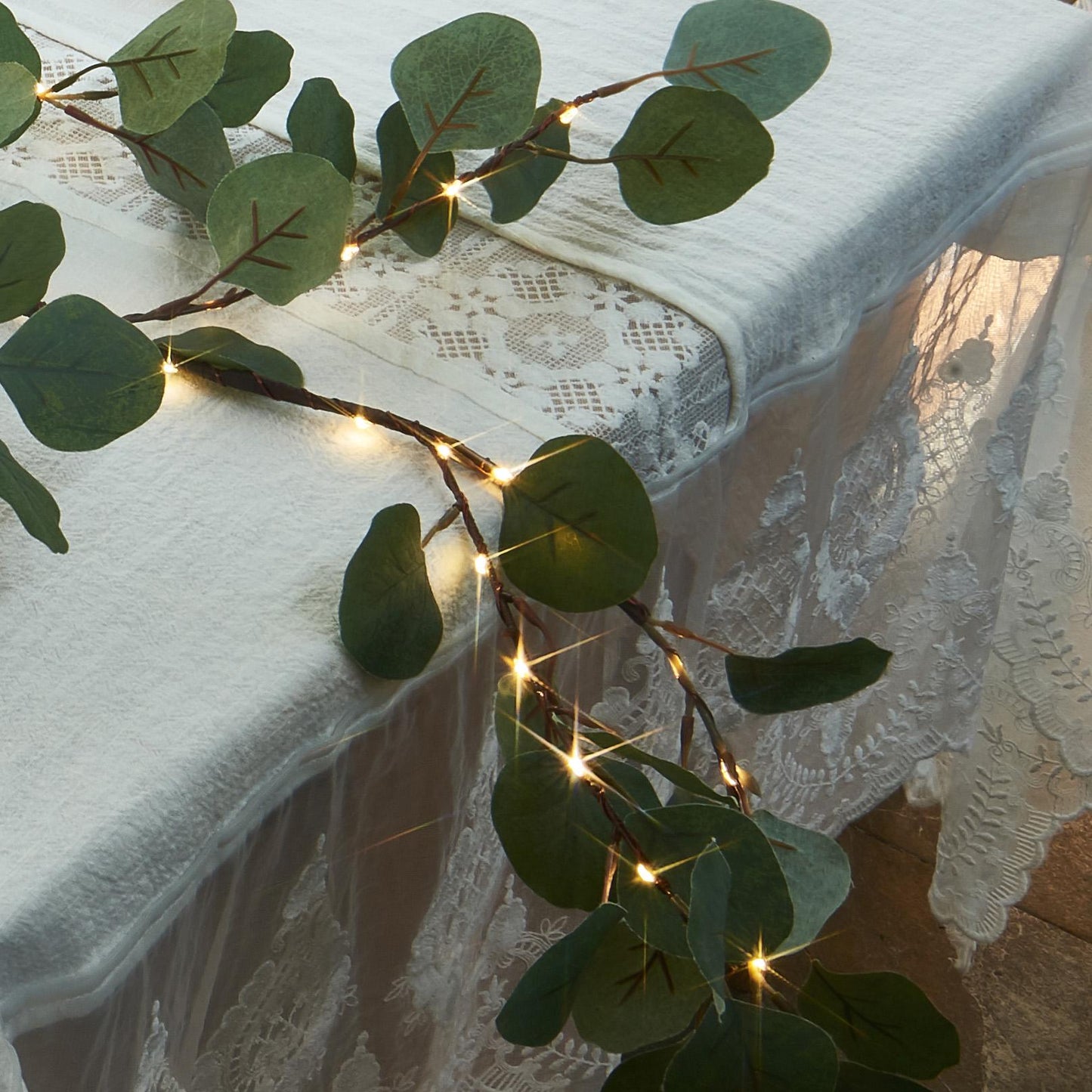 Eucalyptus Leaf Wreath with LED Lights - 72-Inch Decorative Light