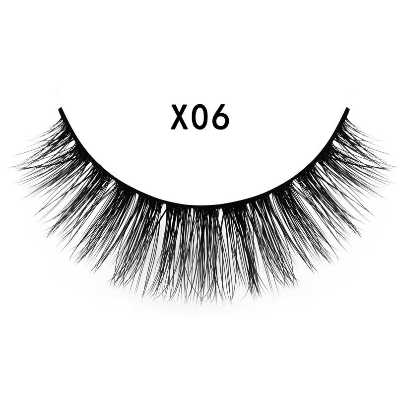 3D Mink Hair False Eyelashes 3 Pairs - Natural Cross Style, Handmade