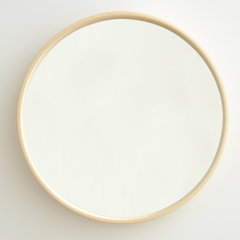 Solid Wood Bathroom Mirror Wall Hanging Round Mirror Modern Bedroom Decor