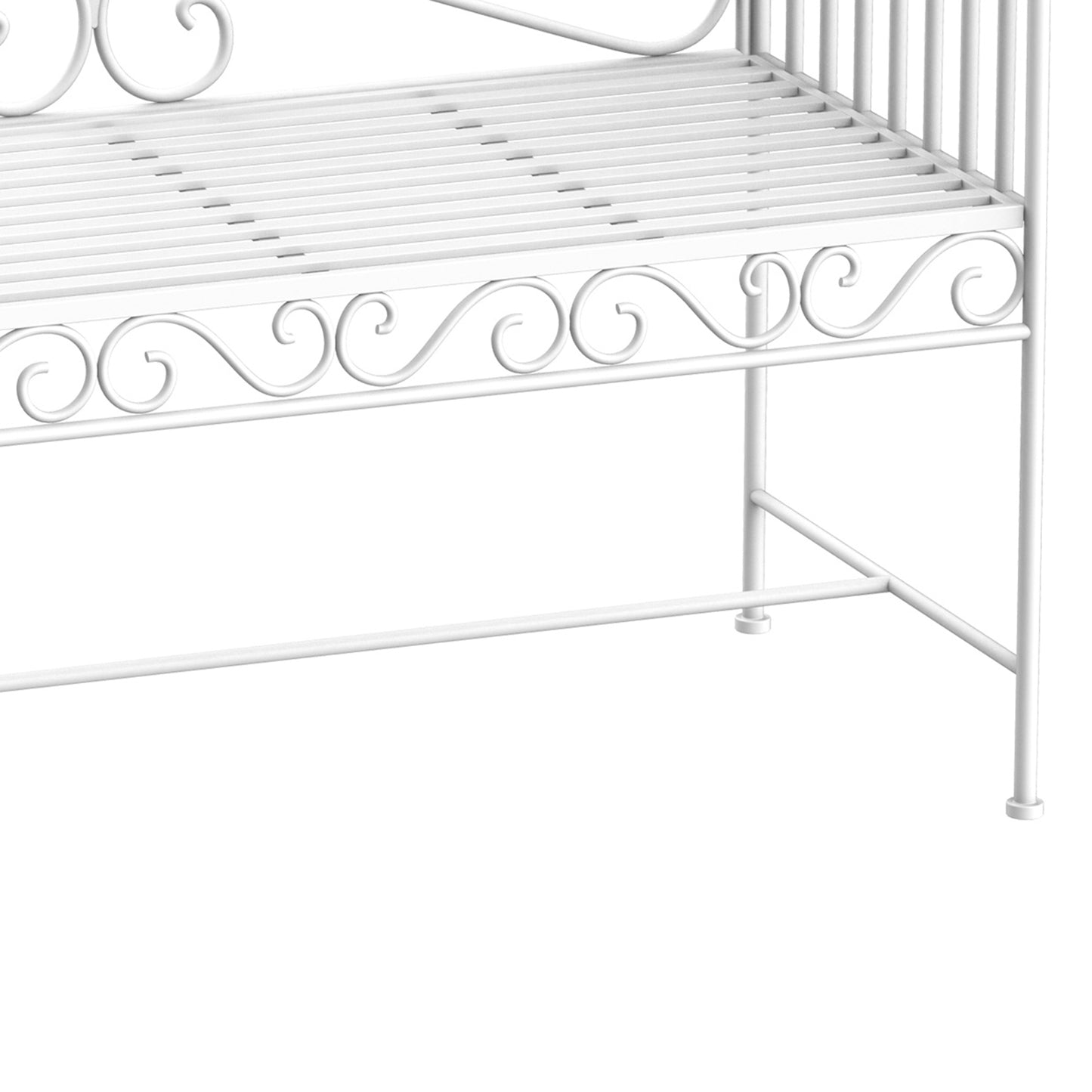 43" Outdoor Metal Garden Bench with Armrests - Cream White