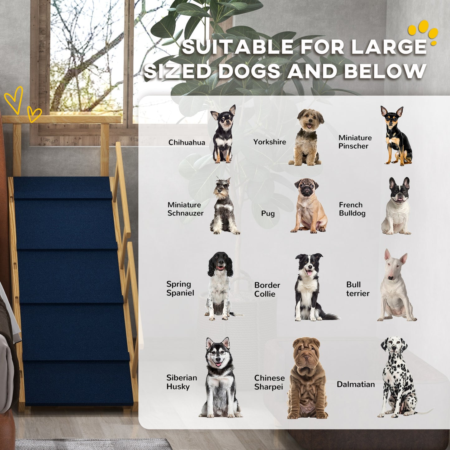 Adjustable Foldable Dog Ramp with Non-Slip Mat for Small to Large Dogs
