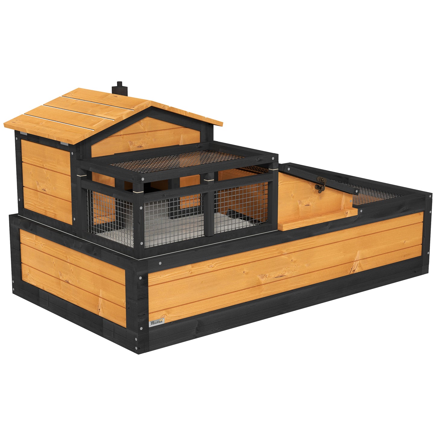 Large 3-Room Tortoise Habitat House with Balcony & Openable Roofs - Yellow