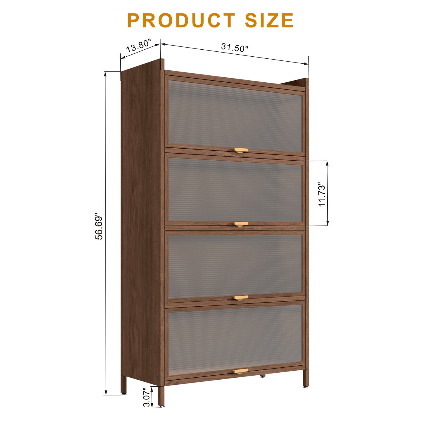 57'' Tall Metal 4-Door Storage Cabinet - Walnut
