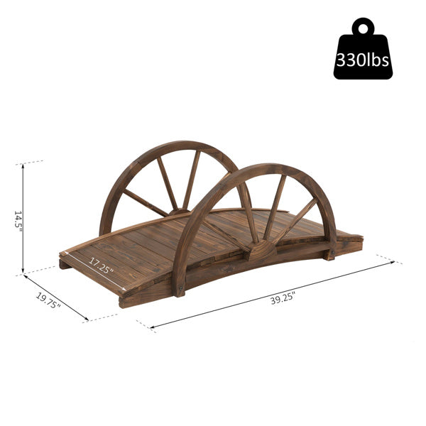 Wooden Garden Bridge 3.3ft Outdoor Arched Footbridge with Weather-Resistant Fir Wood
