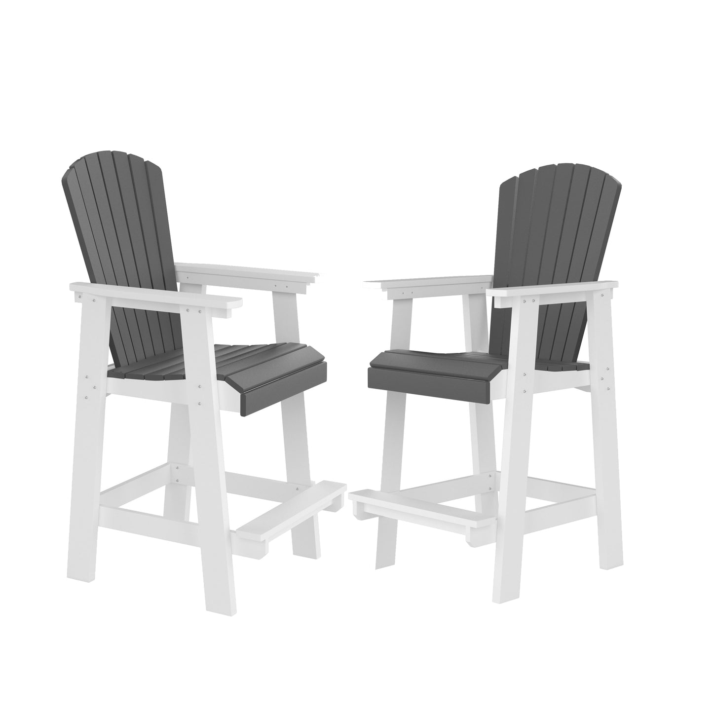 Outdoor Tall Adirondack Bar Chairs Set of 2 - White & Gray