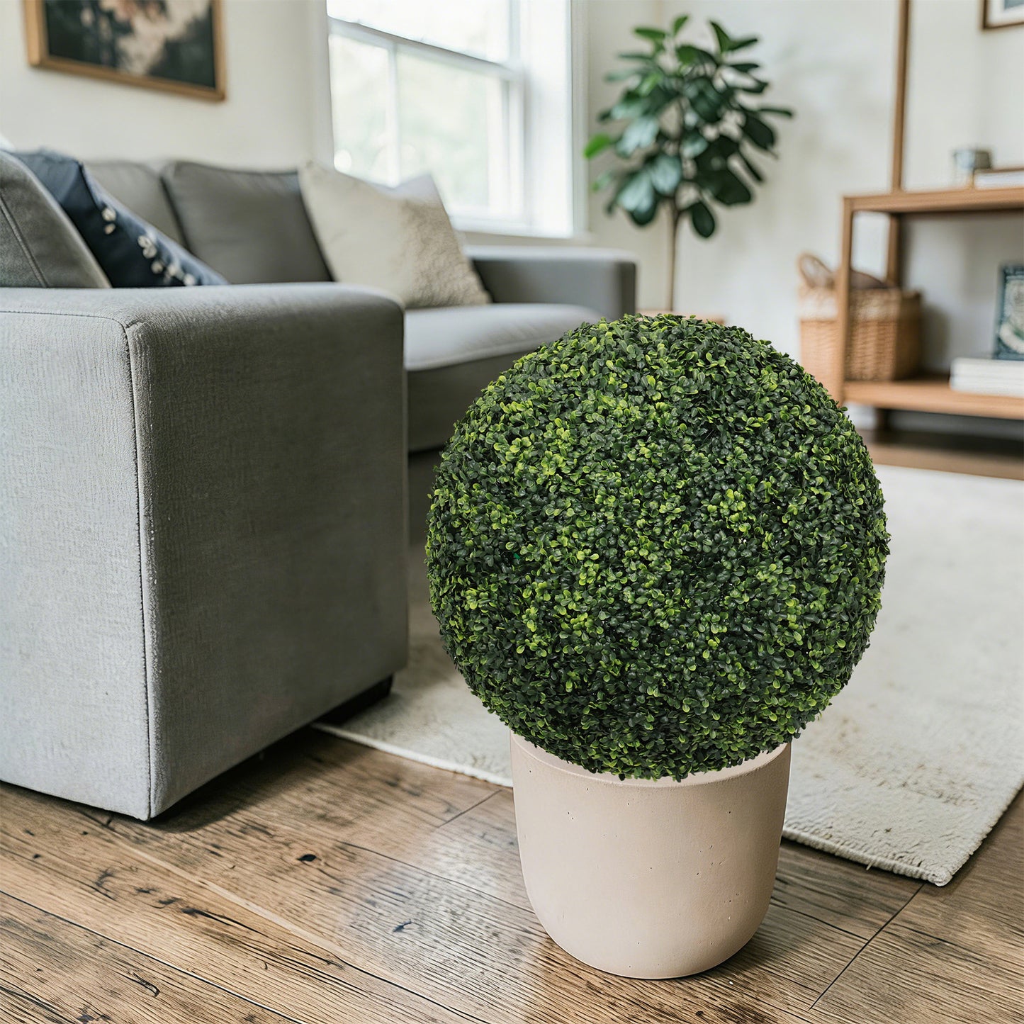 22.4-Inch Artificial Green Topiary Balls - Set of 2 for Outdoor Decoration