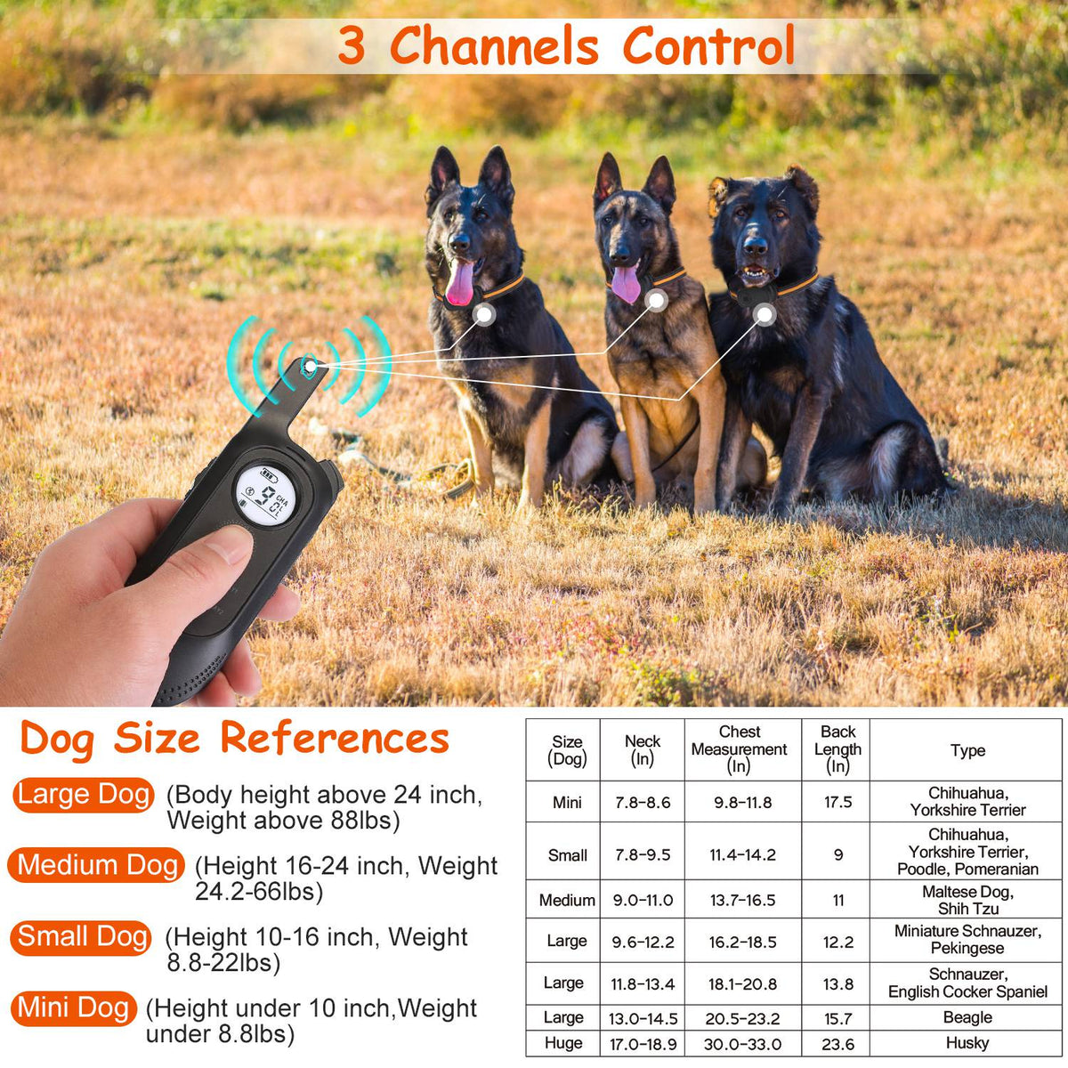 Dog Training Collar Waterproof Shock Vibration Beep Remote 984FT Range