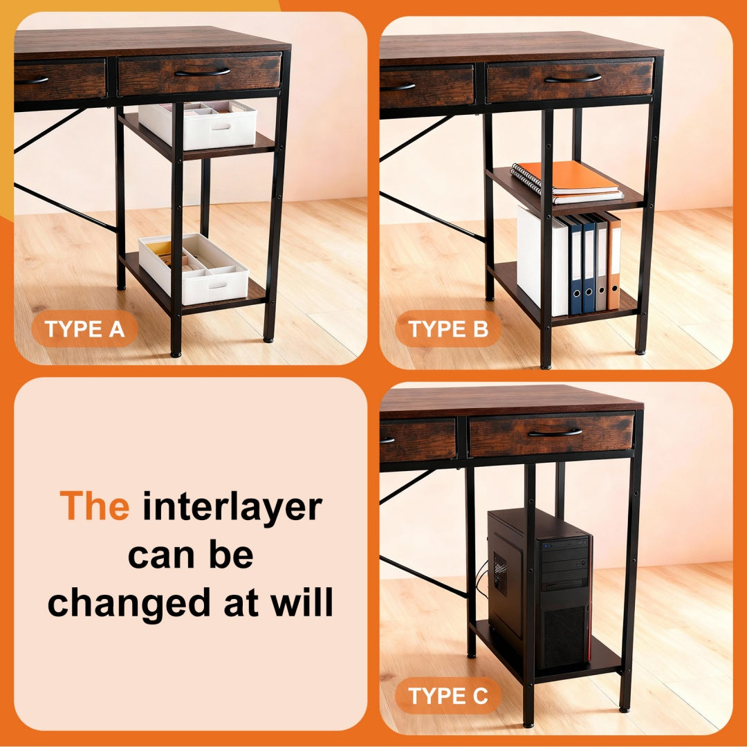 55-Inch Computer Desk with 6 Drawers for Home Office Storage