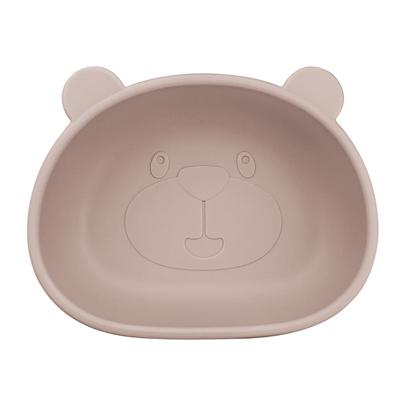 Children's Silicone Food Bowl and Plate Set with Suction Cup - Bear Design