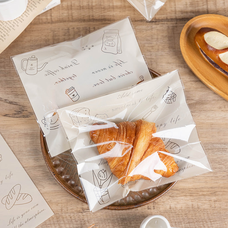 Disposable Bread & Bagel Packaging Bags Set - Transparent, Self-Sealing, 50 pcs