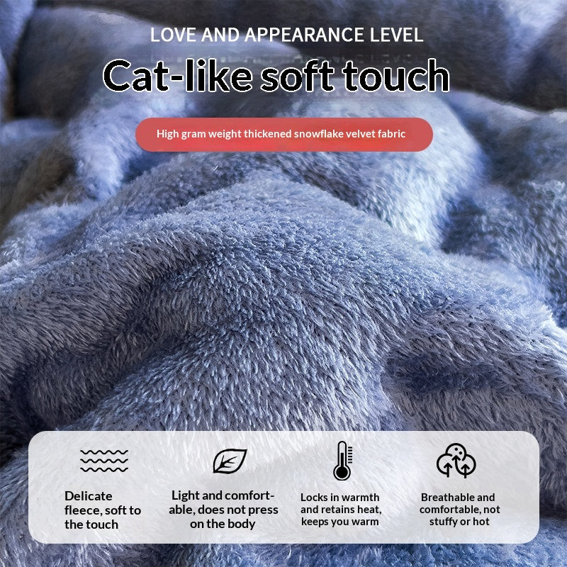 Winter Fleece Comforter Duvet Insert - Cotton-Filled Bedding for Cold Weather