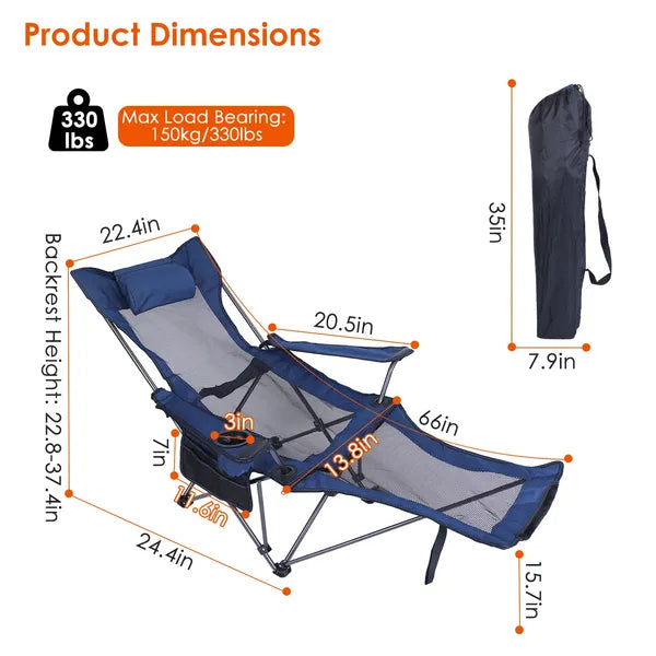 Foldable Camping Chair - Heavy Duty 330lbs Capacity with Cup Holder