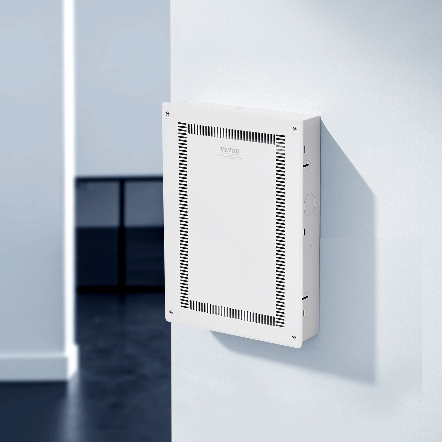 20-Inch Recessed Wall Media Enclosure with Cover for TV & Devices - White