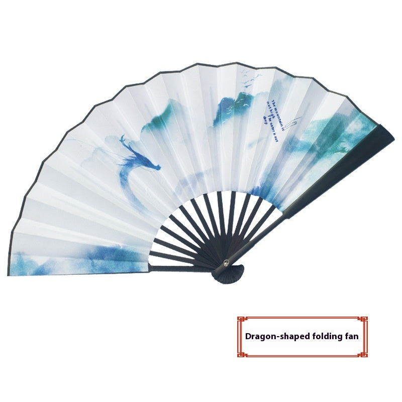 Antique Han Chinese Folding Fan with Bamboo Handle - Multiple Sizes