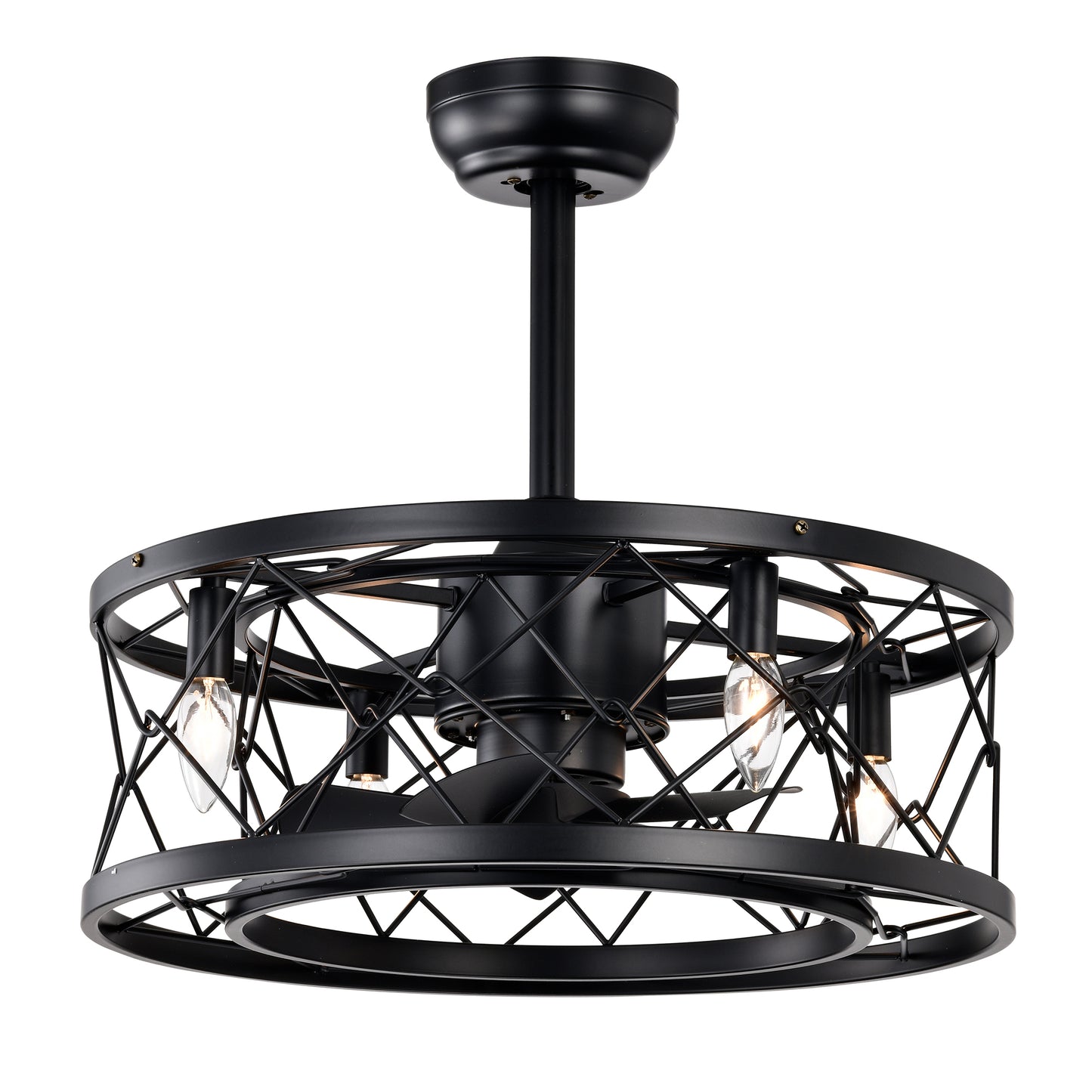 20'' Modern Enclosed Ceiling Fan - Low Noise, Matte Black
