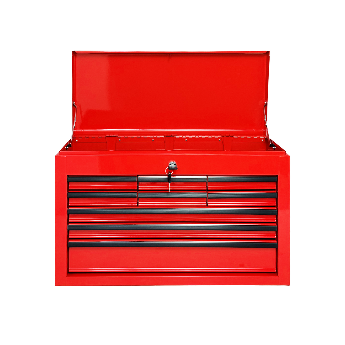24-Inch Heavy Duty Metal Tool Box with 9 Drawers and Locking System - Red