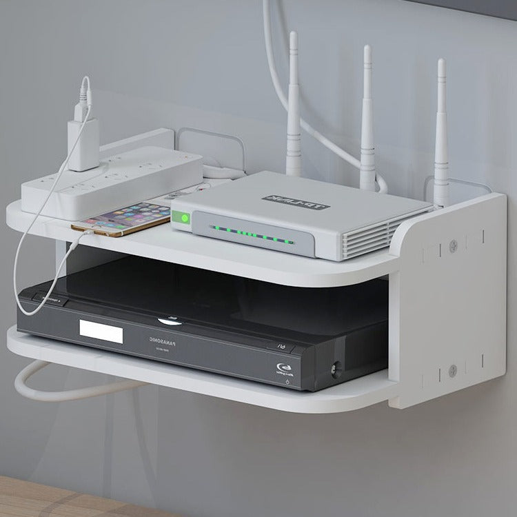 Drill-Free Router Shelf Organizer 2-Tier Box for Home Storage