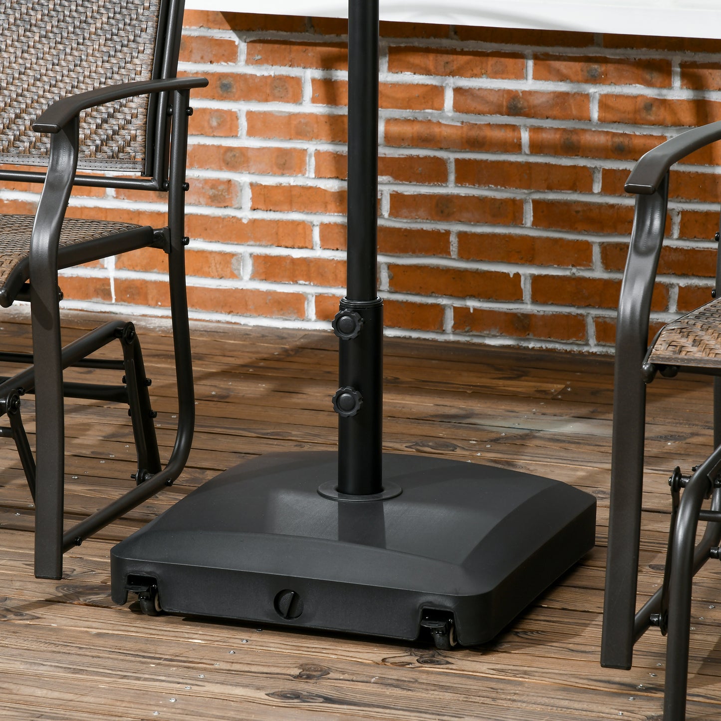 Heavy Duty Patio Umbrella Base with Wheels - 66 lbs Sand Filled, Black
