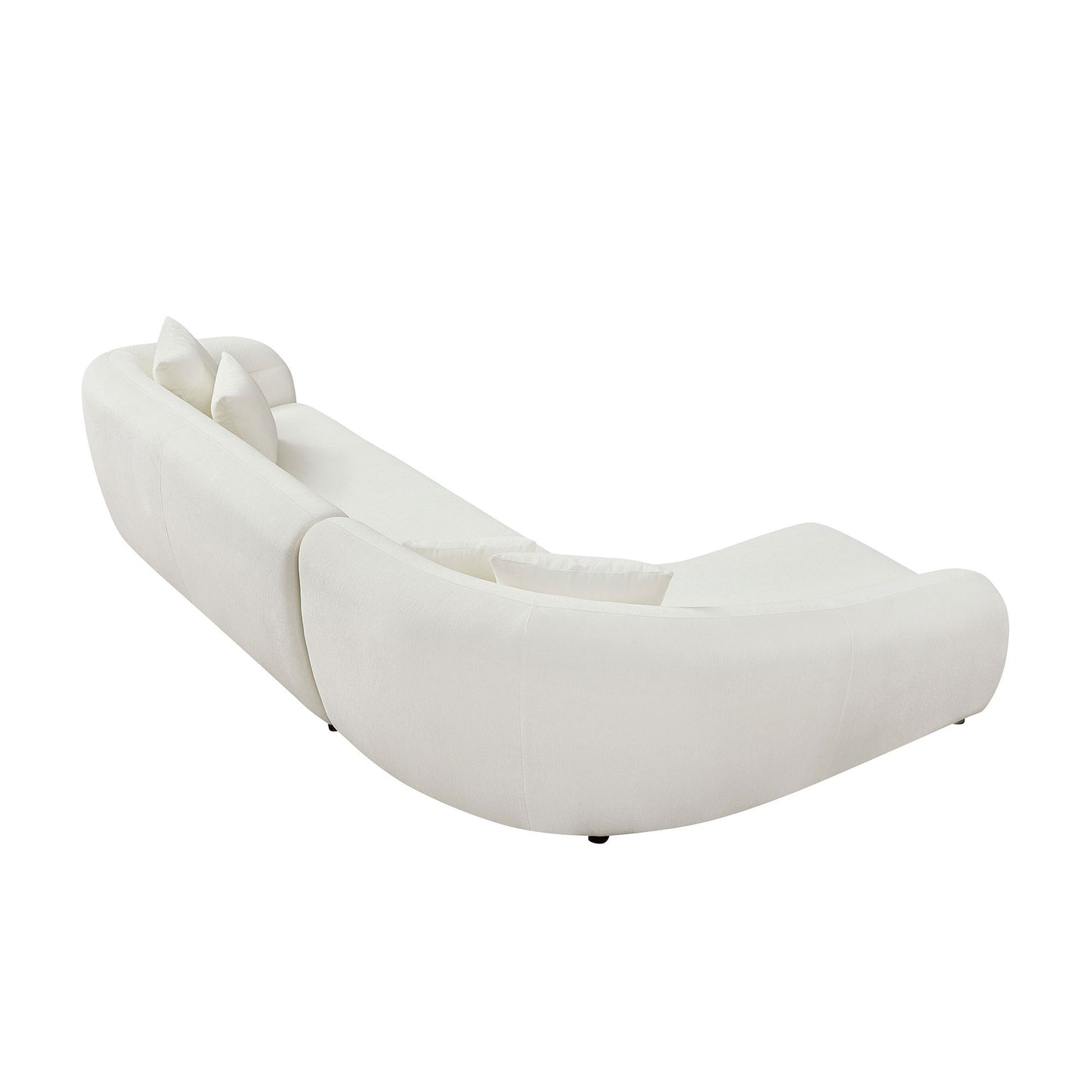 125 Inch Curved L-Shaped Modular Sofa with Comfort Pillows - White
