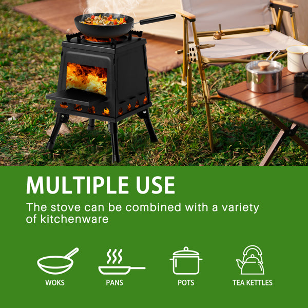 Portable Wood Camping Stove 36x36x46.5cm for Outdoor Cooking & Hiking
