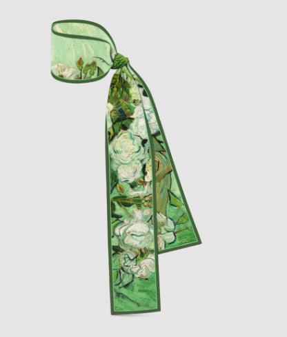 Silk Scarf Headband with Ribbon Streamer - Multiple Styles