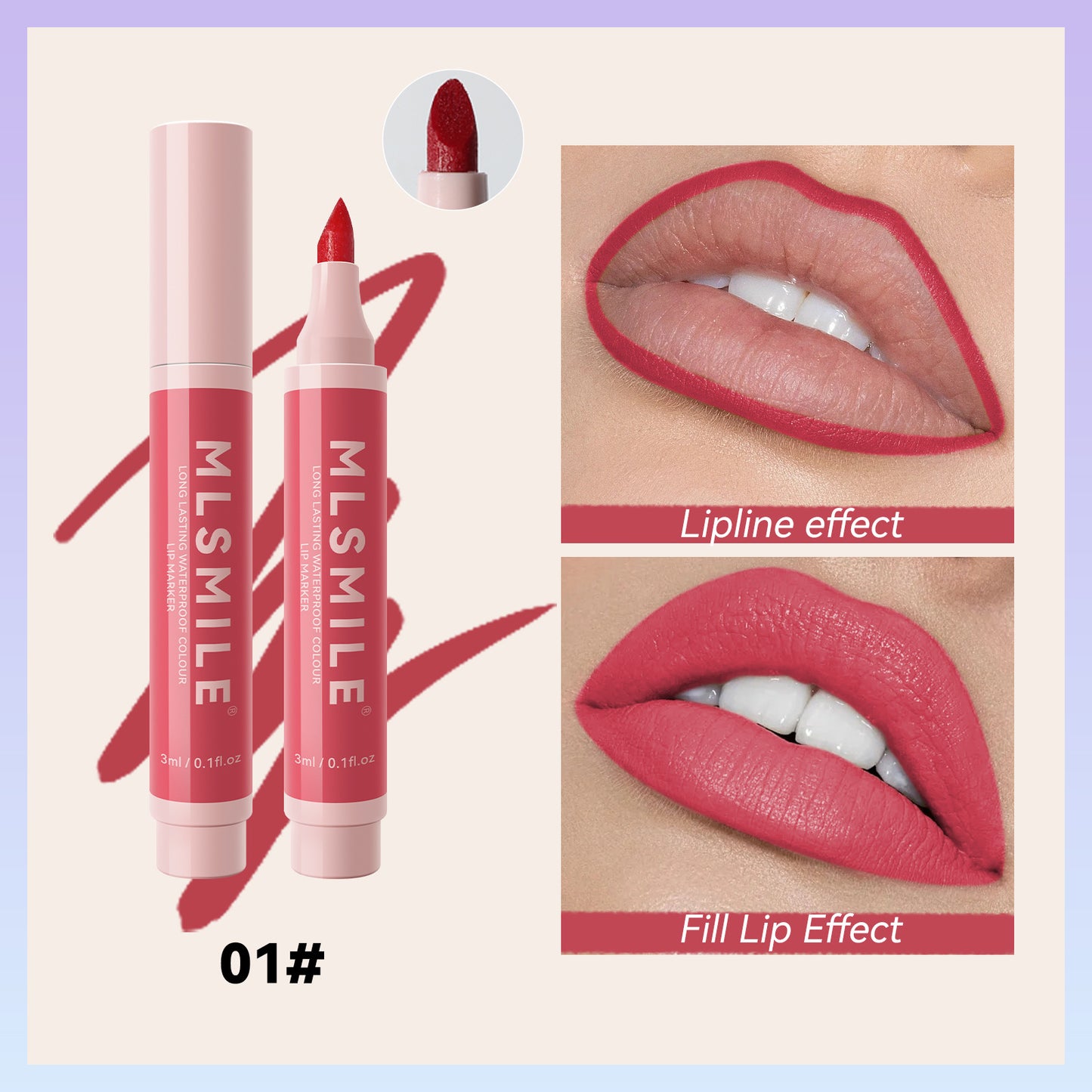 Waterproof Lip Liner Pencil - Long-Lasting, No Stain, 3ml, Multiple Colors