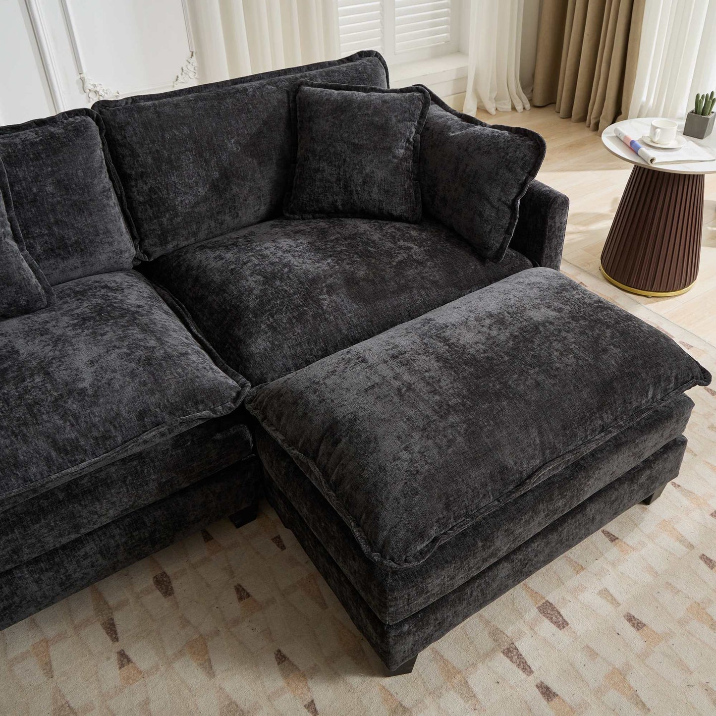 Cloud Sofa Armrests - Modern Chenille Couch Armrests in Black