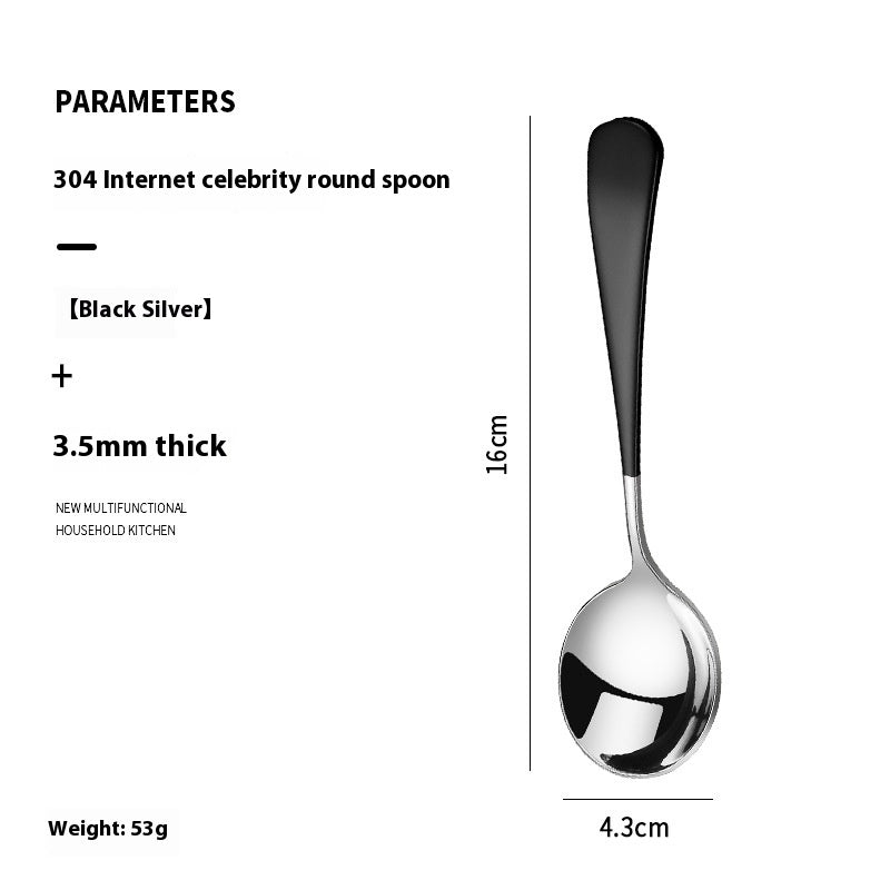 Stainless Steel Household Spoon 3.5mm Thickened Modern Kitchen Utensil