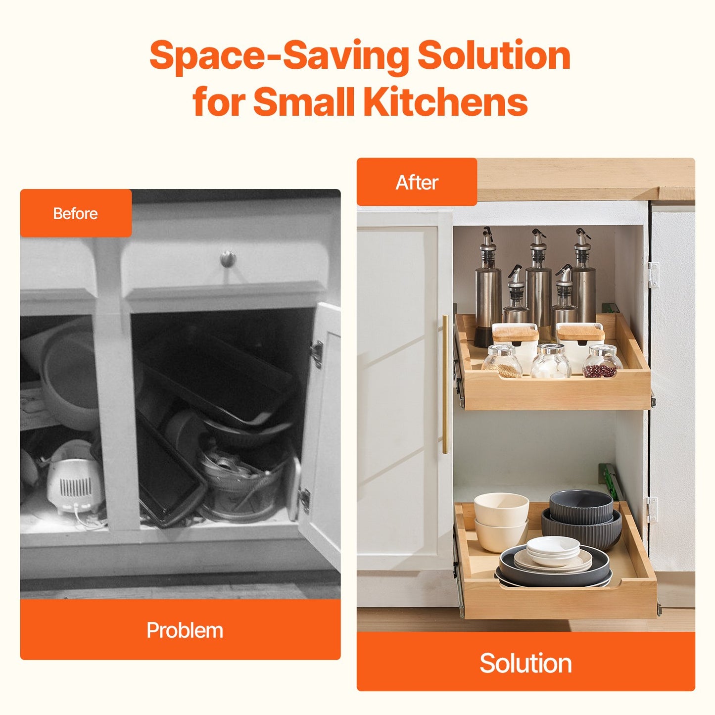 Pull Out Cabinet Organizer with Soft Close - 14"W x 21"D