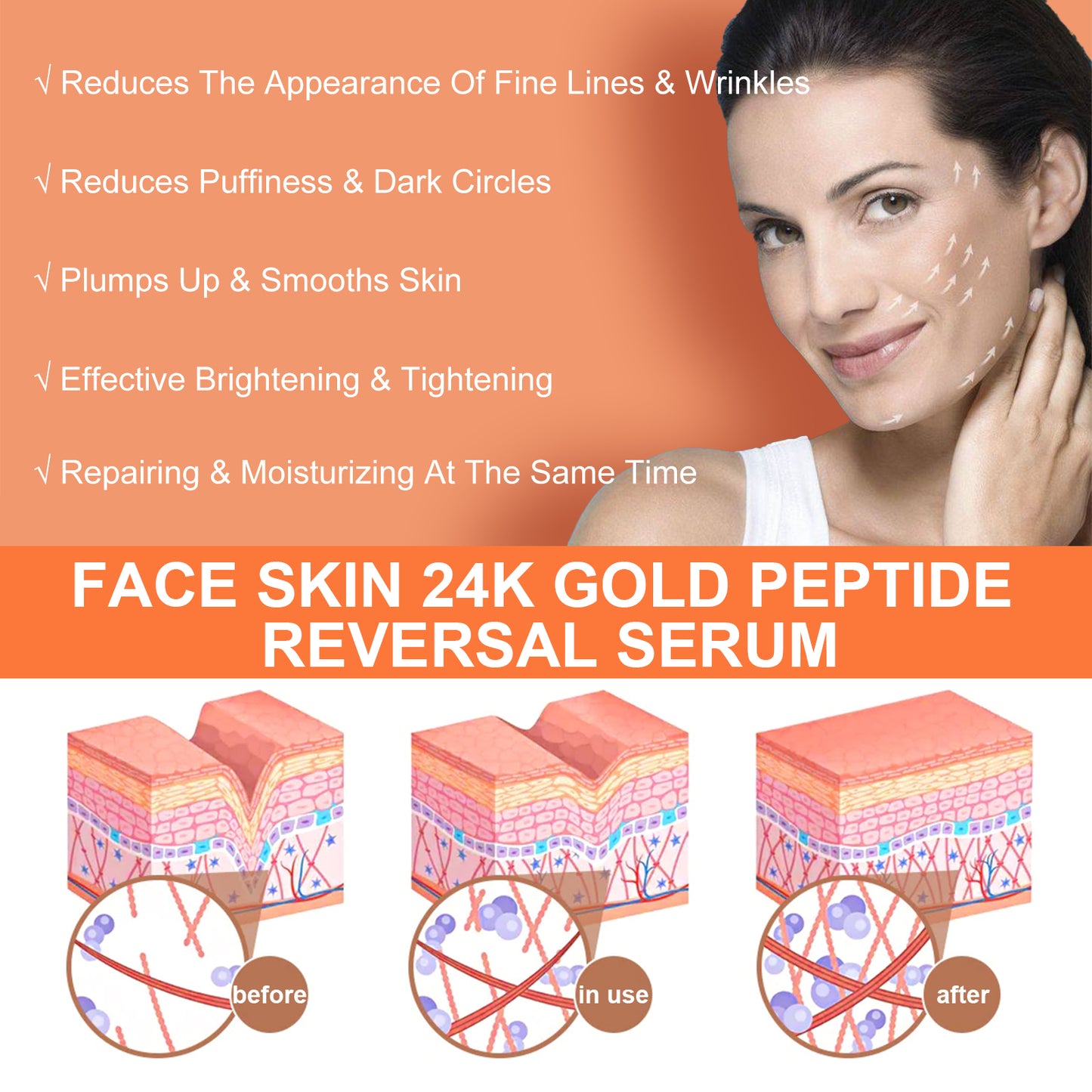 24K Gold Peptide Anti-Aging Serum - Moisturizing & Firming Facial Essence