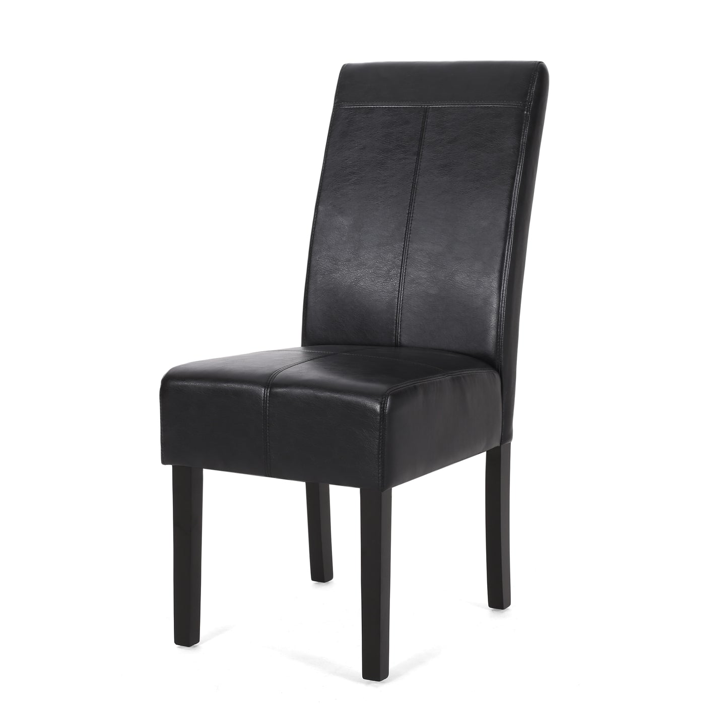 Black PU Leather Dining Chair Set of 2 - Contemporary Design