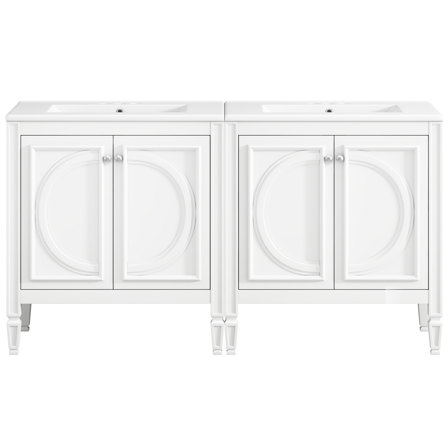 60" Bathroom Vanity Set with Double Sinks, Ceramic Sink, Soft Close Doors - White